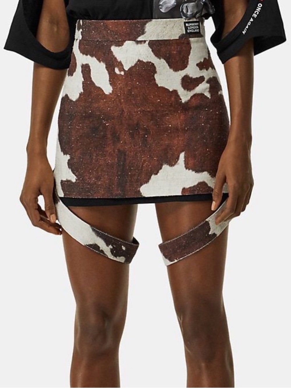 Burberry Riccardo Tisci Cow Print Mini Skirt w/ Leg Straps